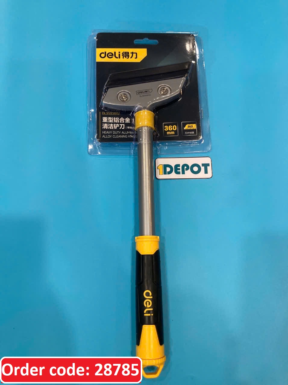 Cây sủi cạo sơn Deli kèm 10 lưỡi dao SK5, dài 360mm