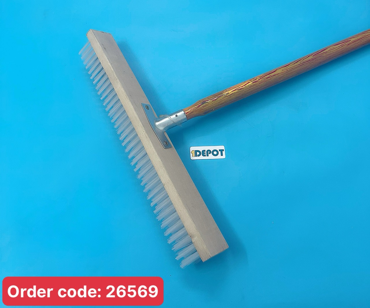 Chổi cầm tay 50cm sợi cước 0.35mm cán gỗ 120cm