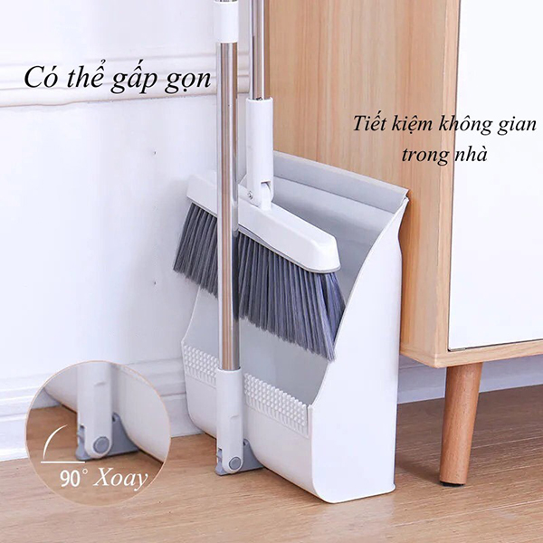 Chổi nhựa quét nhà thông minh, cán dài gấp gọn BA943 (kèm hốt rác)