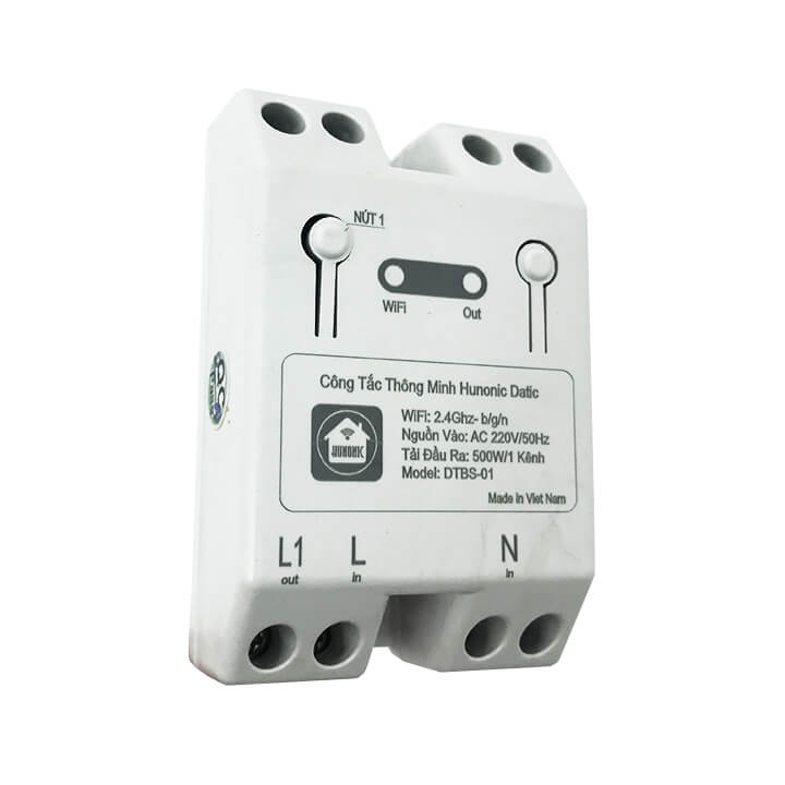 Công tắc thông minh điều khiển từ xa qua wifi Hunonic Datic 1 Kênh 500W
