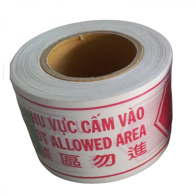 Cuộn rào chắn cảnh báo trắng đỏ lỏi giấy,  ngang 8cm x dài 100m, 1 mặt