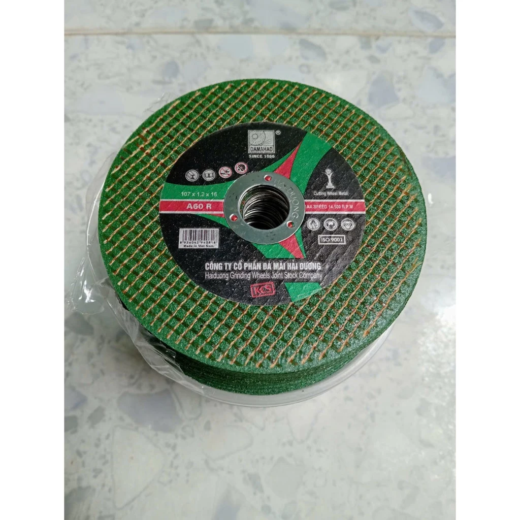 Đá cắt Hải Dương xanh 100mm, kích thước 100 x 1.5 x 16mm