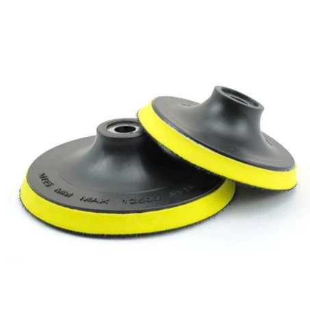Đế nhựa dán chà nhám 100mm, lỗ đĩa 10mm, đen vàng