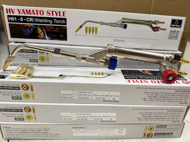 Đèn hàn Yamato HV H01-6-RC, khí vào RN17 đuôi chuột 6.5mm