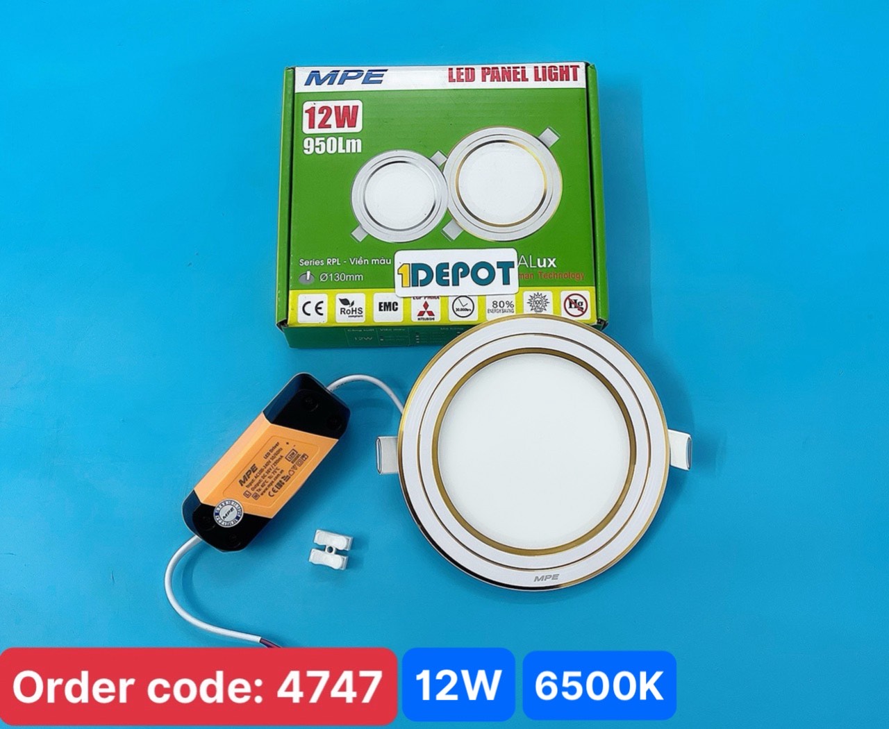 Đèn LED Panel Âm Trần Tròn 12W MPE RPL-12ST/G – Ánh Sáng Trắng, Khoét Lỗ Ø130mm