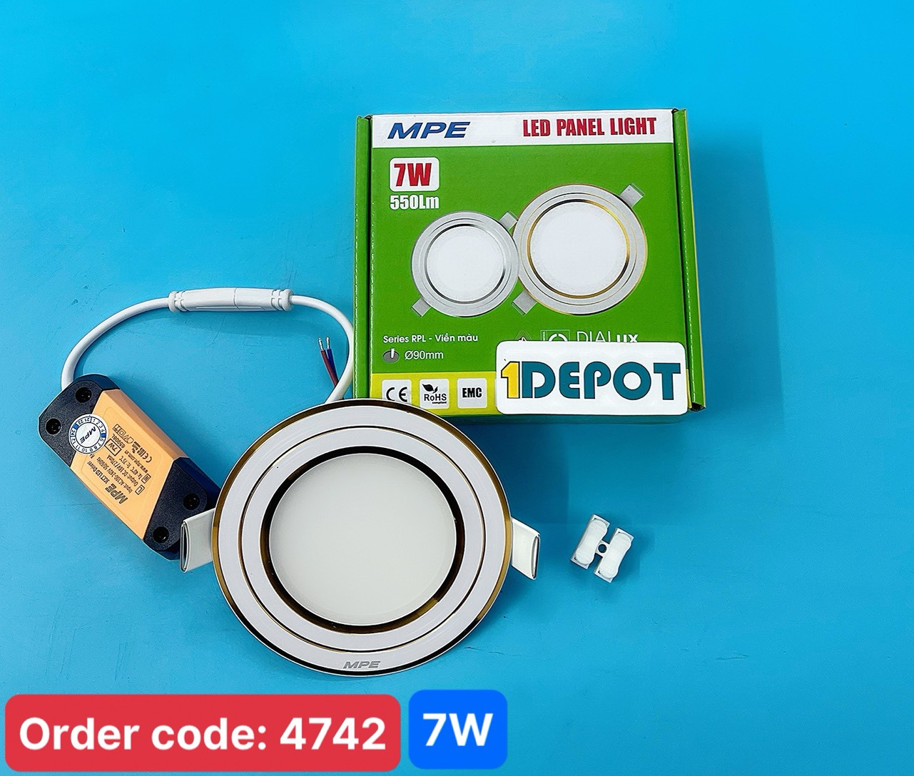 Đèn LED Panel Âm Trần Tròn 7W MPE RPL-7/3C/G – 3 Chế Độ Màu, Khoét Lỗ Ø90mm