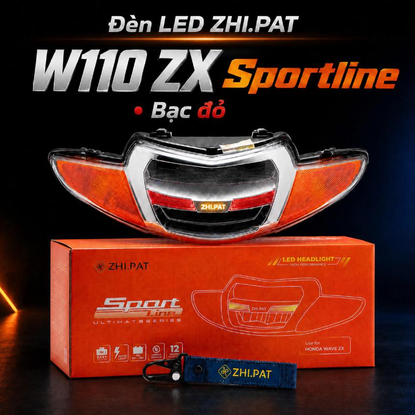 Đèn LED ZHI.PAT W110 ZX Sportline màu bạc đỏ