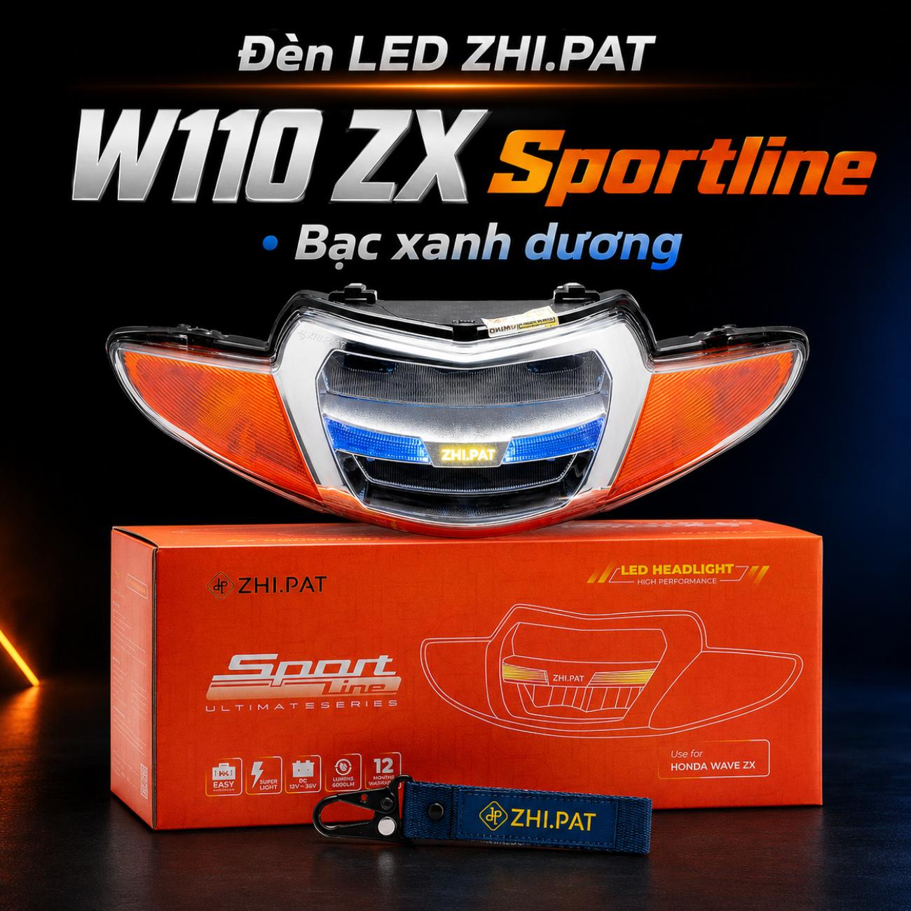 Đèn LED ZHI.PAT W110 ZX Sportline màu bạc xanh dương
