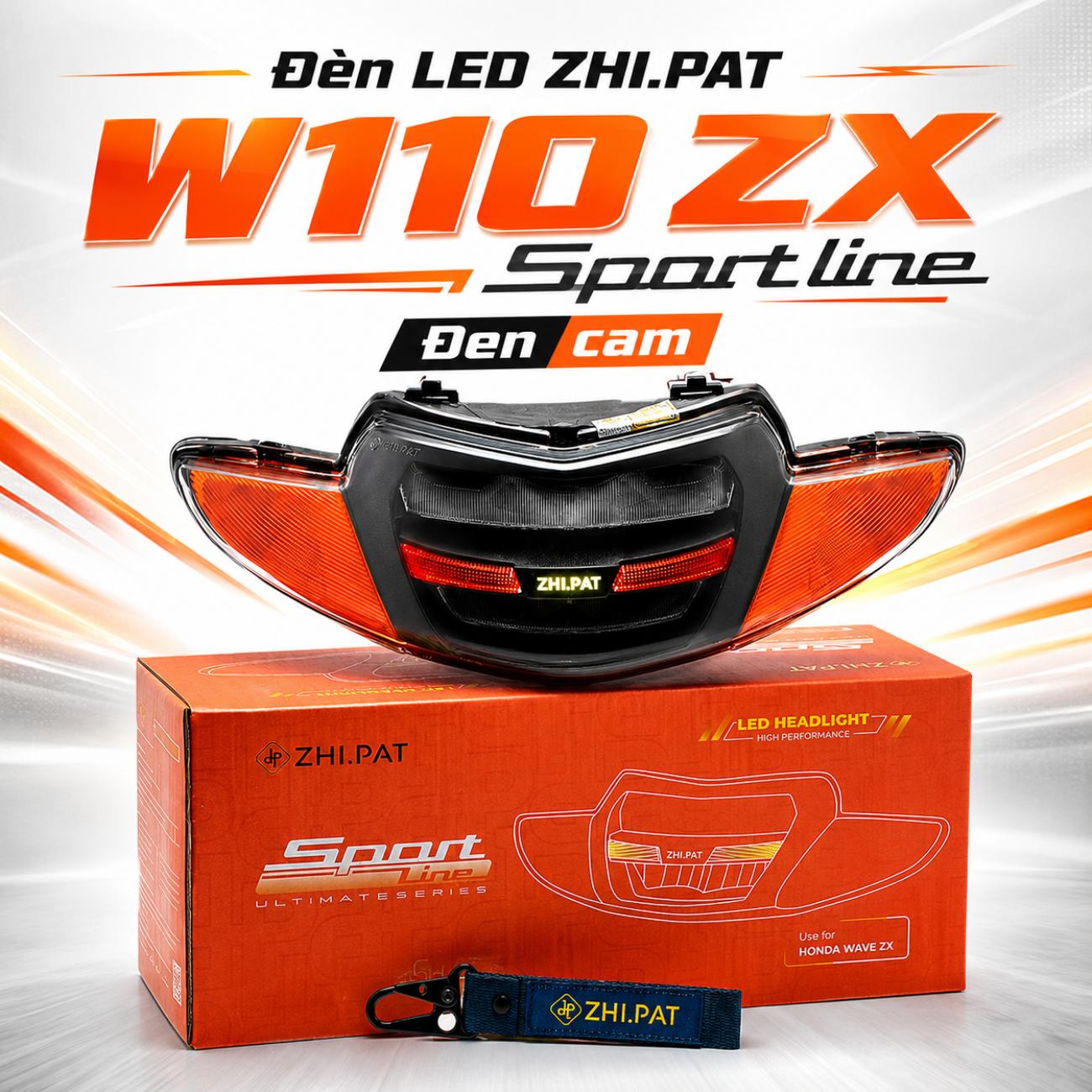 Đèn LED ZHI.PAT W110 ZX Sportline màu đen cam
