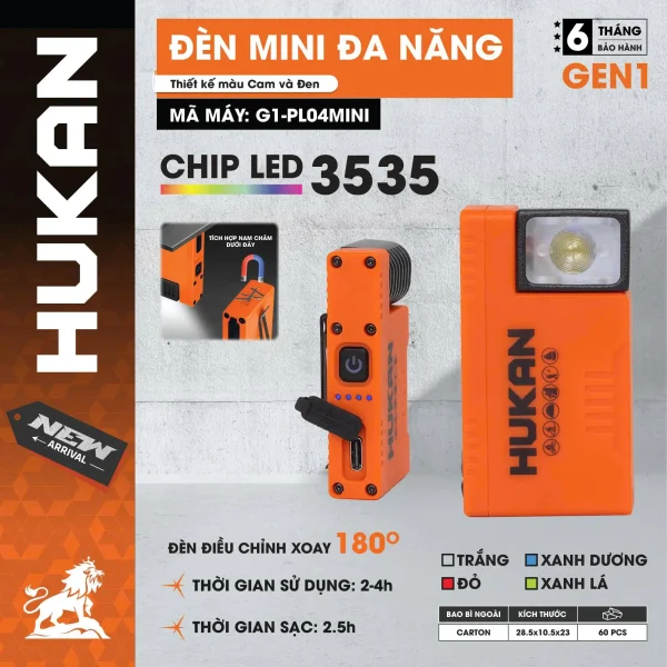 Đèn mini đa năng xoay 360 độ HUKAN G1-PL04MINI, chip LED 3535