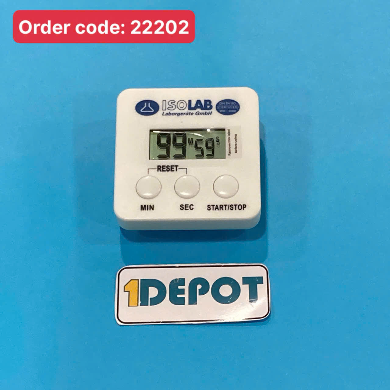 Đồng hồ bấm giây điện tử ISOLAB ISO36860, màn hình LCD 50x26mm