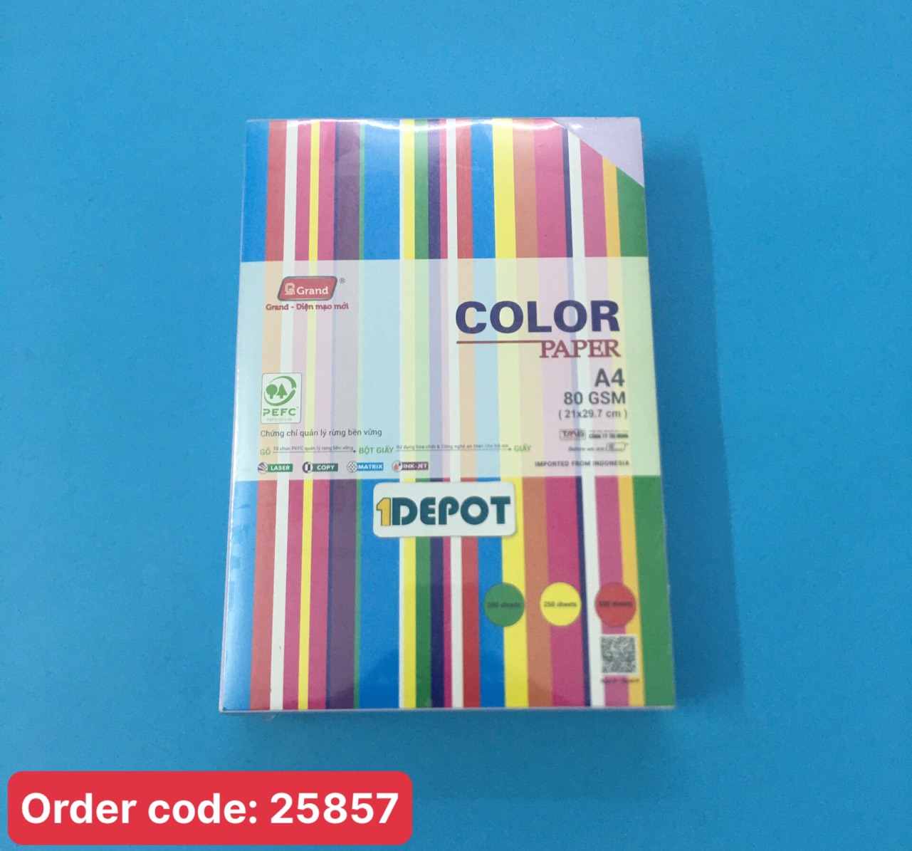 Giấy A4 tím nhạt Lavender Paper 80gsm (500 tờ/ram)