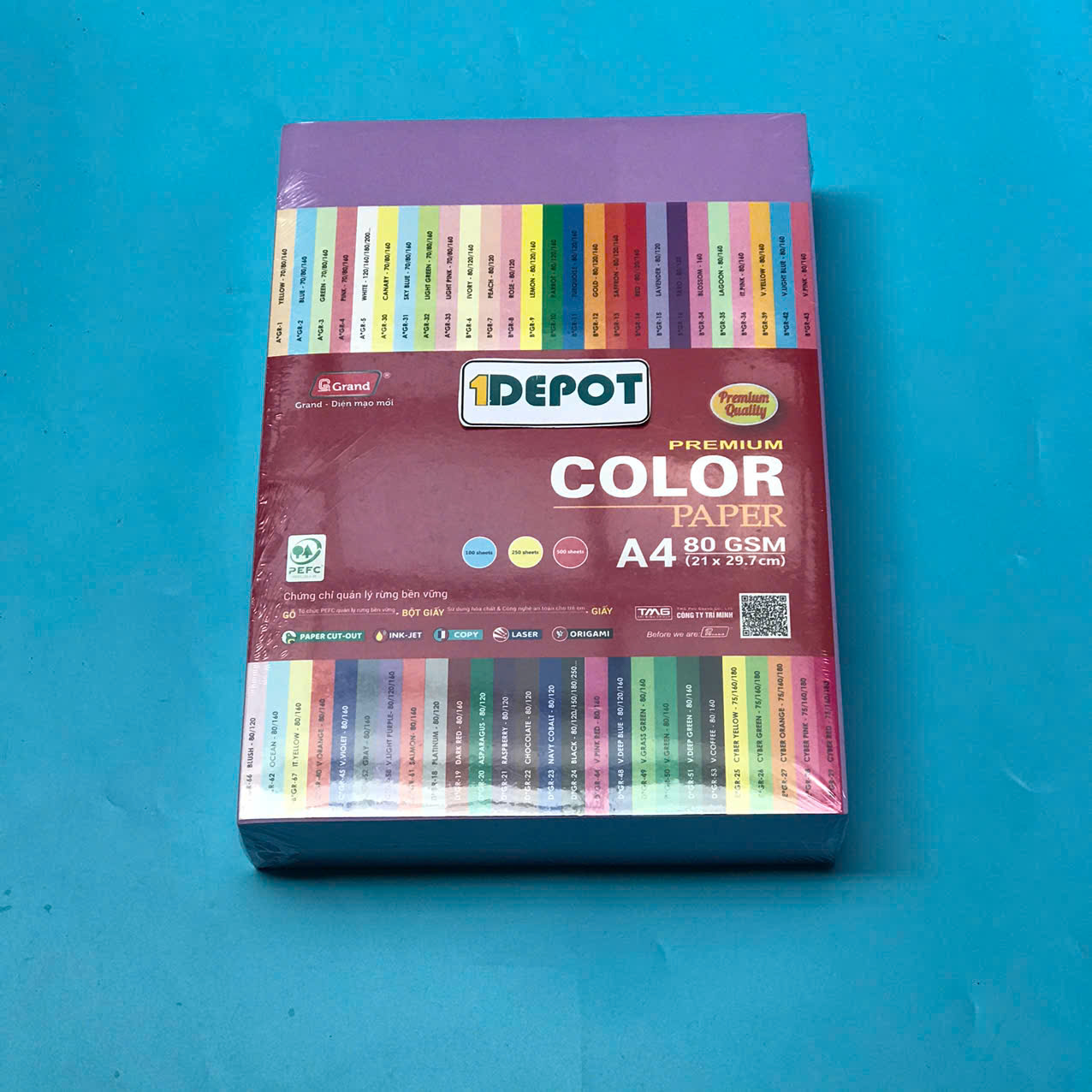 Giấy A4 tím đậm Paper 80gsm (500 tờ/ram)