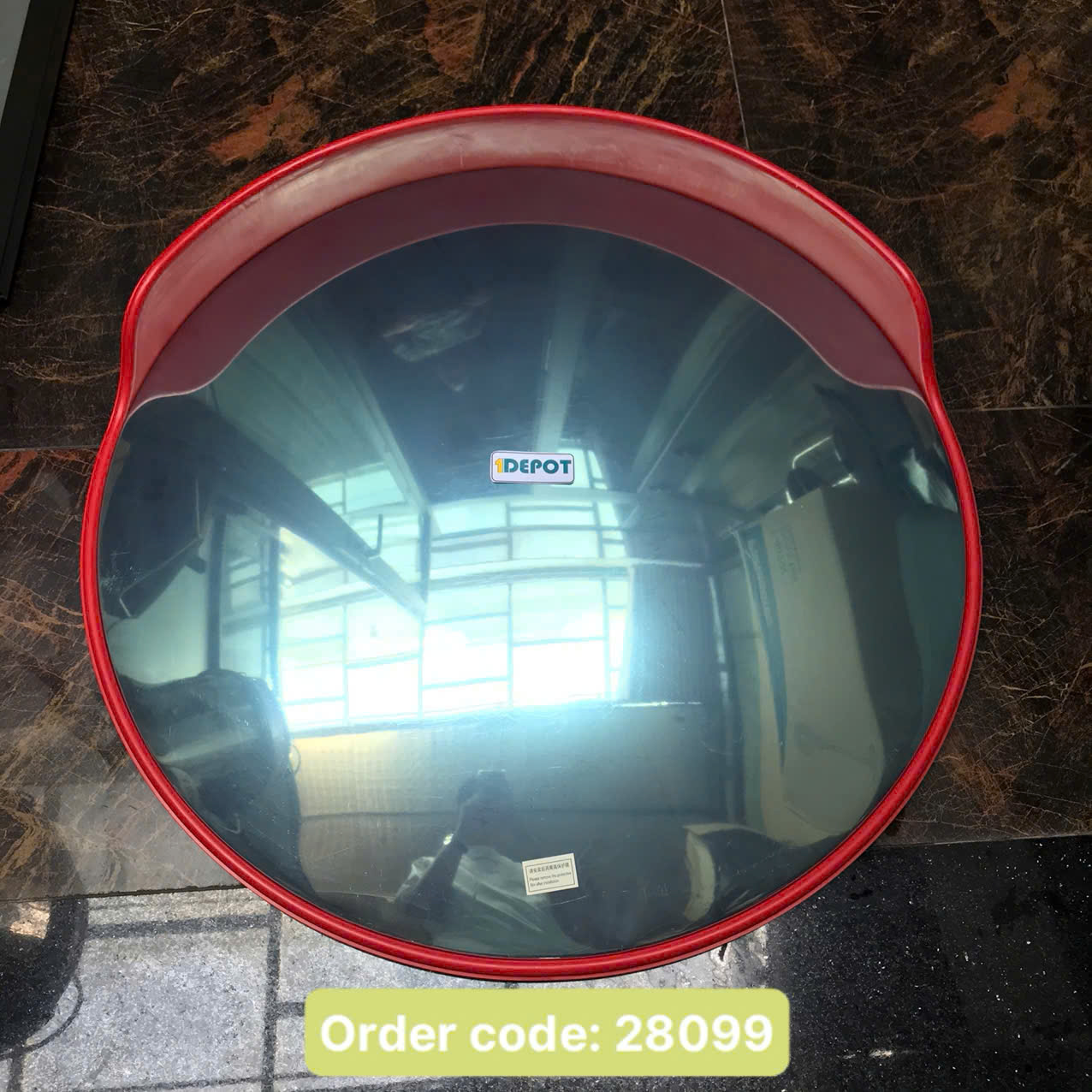 Gương cầu lồi vành nhựa màu cam, đường kính 80cm
