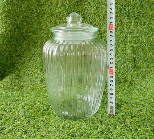 Hũ thủy tinh sọc có nắp đậy, rộng 15cm x cao 24.5cm (2200ML)