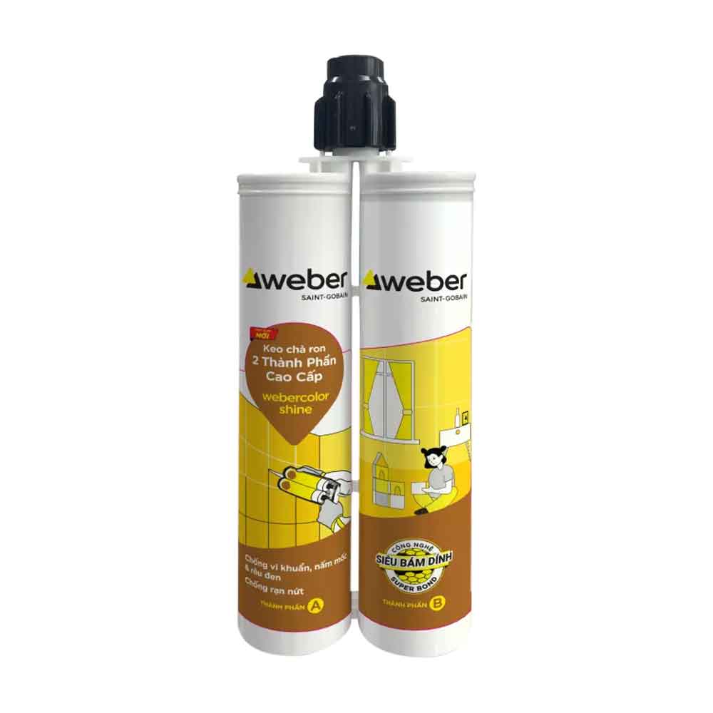 Keo chà ron epoxy 2 thành phần Weber, chai đôi 360ml/bộ (20 bộ/thùng), màu nhũ vàng đồng 252 (kèm 1 vòi trộn)