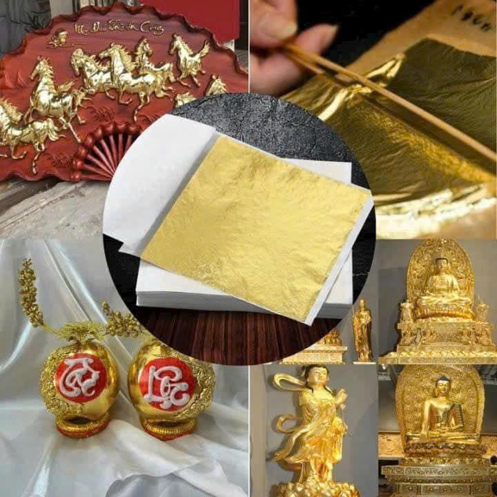 Lá dát vàng gold 24k, kích thước 14cm x 14cm (xấp 1.000 tờ)