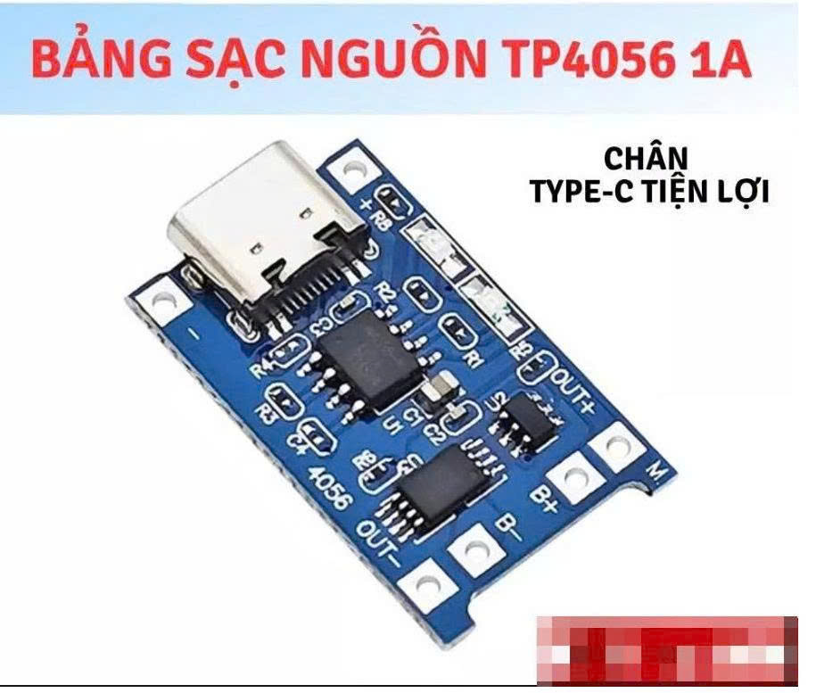 Mạch sạc pin 1 Cell 18650 có bảo vệ TP4056 1A Type C