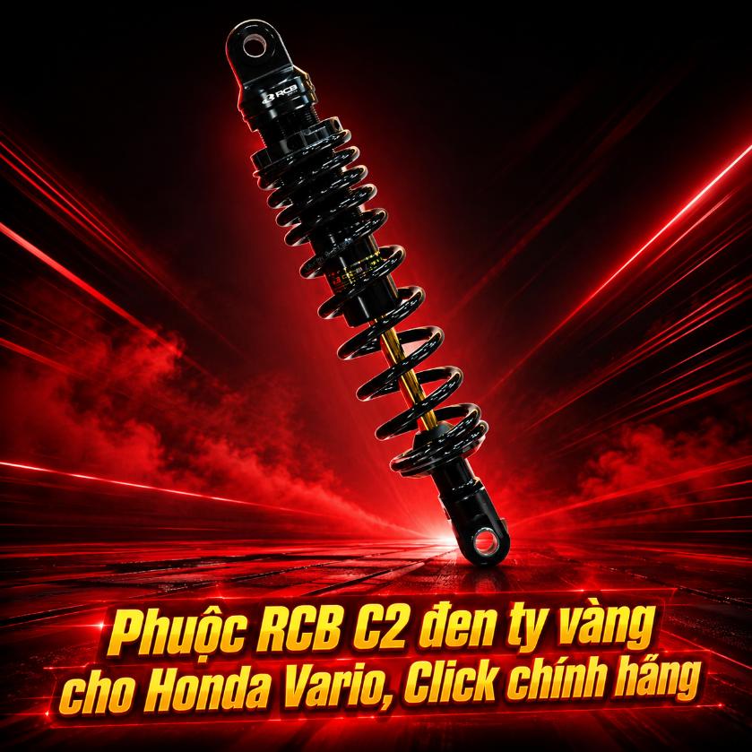 Phuộc RCB C2 đen ty vàng cho Honda Vario, Click chính hãng 071061