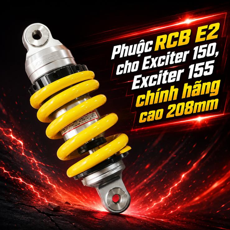 Phuộc RCB E2 cho Exciter 150, Exciter 155 chính hãng cao 208mm