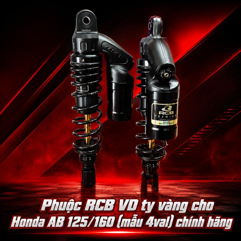 Phuộc RCB VD ty vàng cho Honda AB 125/160 (mẫu 4val) chính hãng