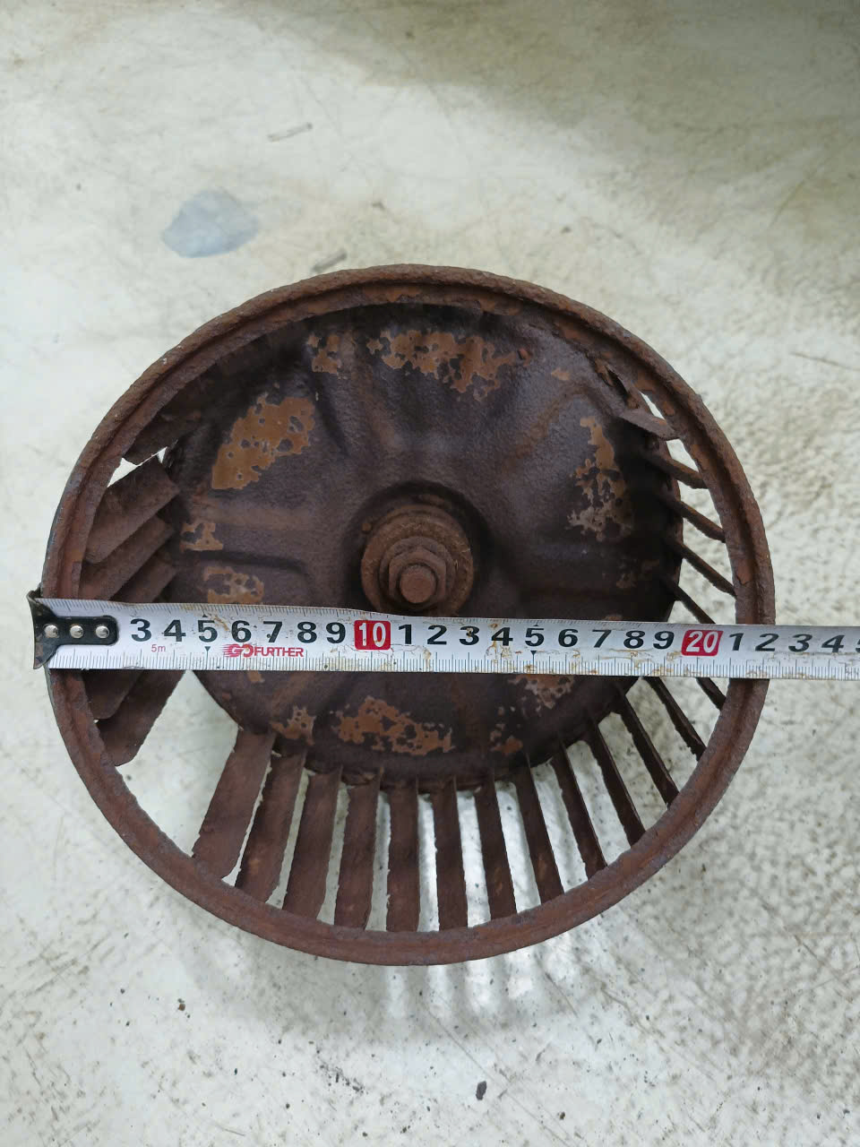 Cánh quạt ly tâm lồng sóc, đường kính 210mm x rộng 115mm x cốt 14 mm dùng cho máy rút màng co Tân Thanh M7 PVC-POF