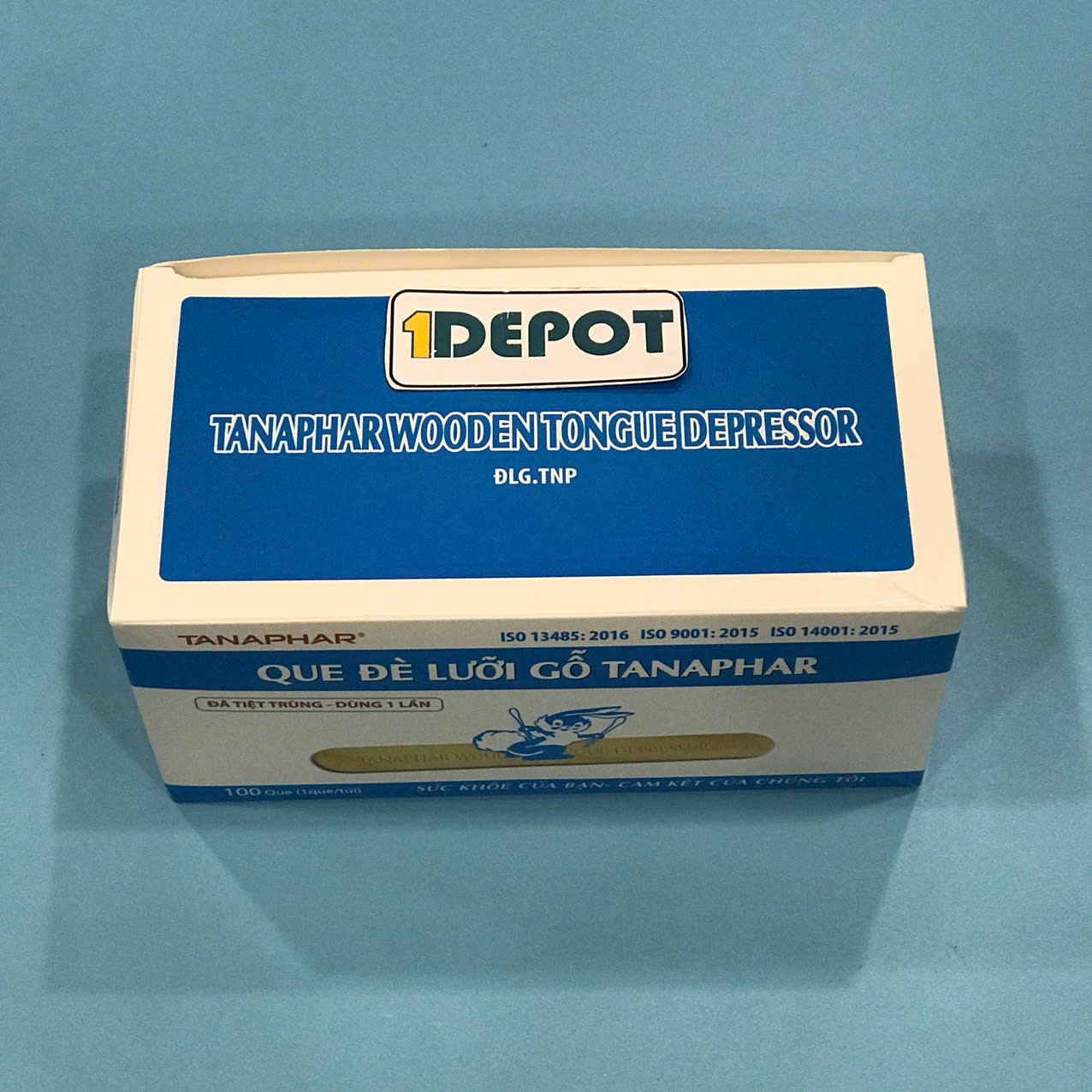 Que đè lưỡi gỗ tiệt trùng Tanaphar hộp 100 que