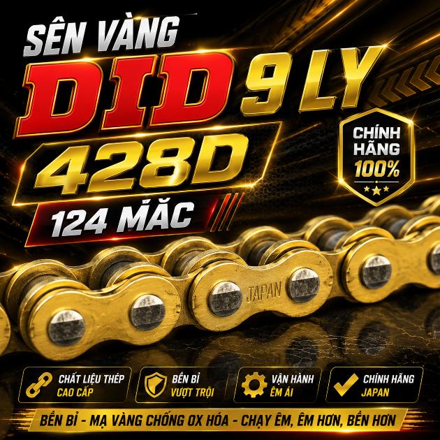 Sên vàng DID 9 ly 428D 124 mắc chính hãng 070680