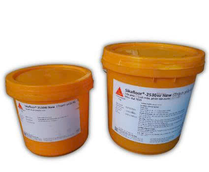 Sơn phủ sàn epoxy 2 thành phần Sikafloor 2530W New, màu xám 7032, 10kg/bộ (A: 7kg, B: 3kg)