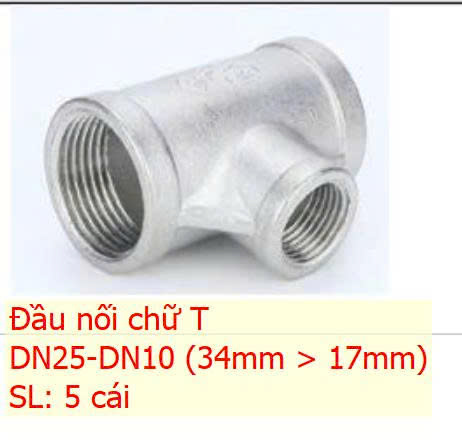 Tê giảm ren inox 304 DN25-DN10 ( phi 34x17mm)