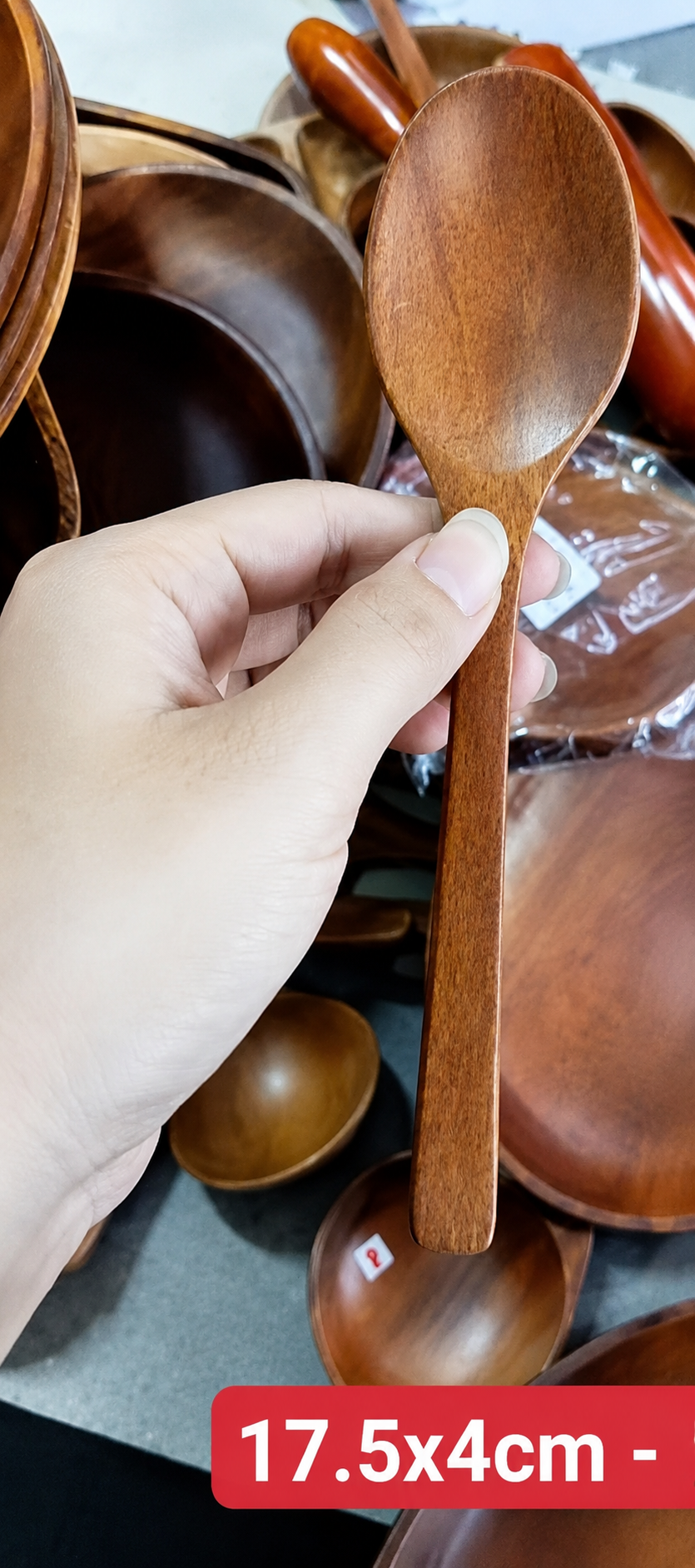 Thìa gỗ, dài 17.5cm x rộng 4cm