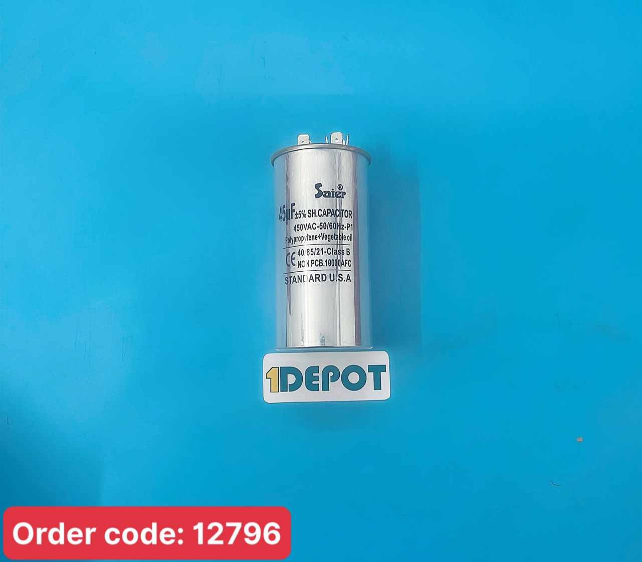 Tụ nhôm Saier CBB65 45µF dành cho máy lạnh