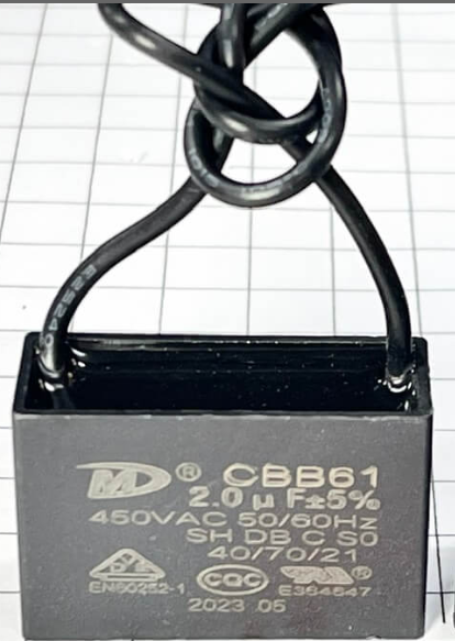 Tụ quạt CBB61 2uF 450V, loại 2 dây điện