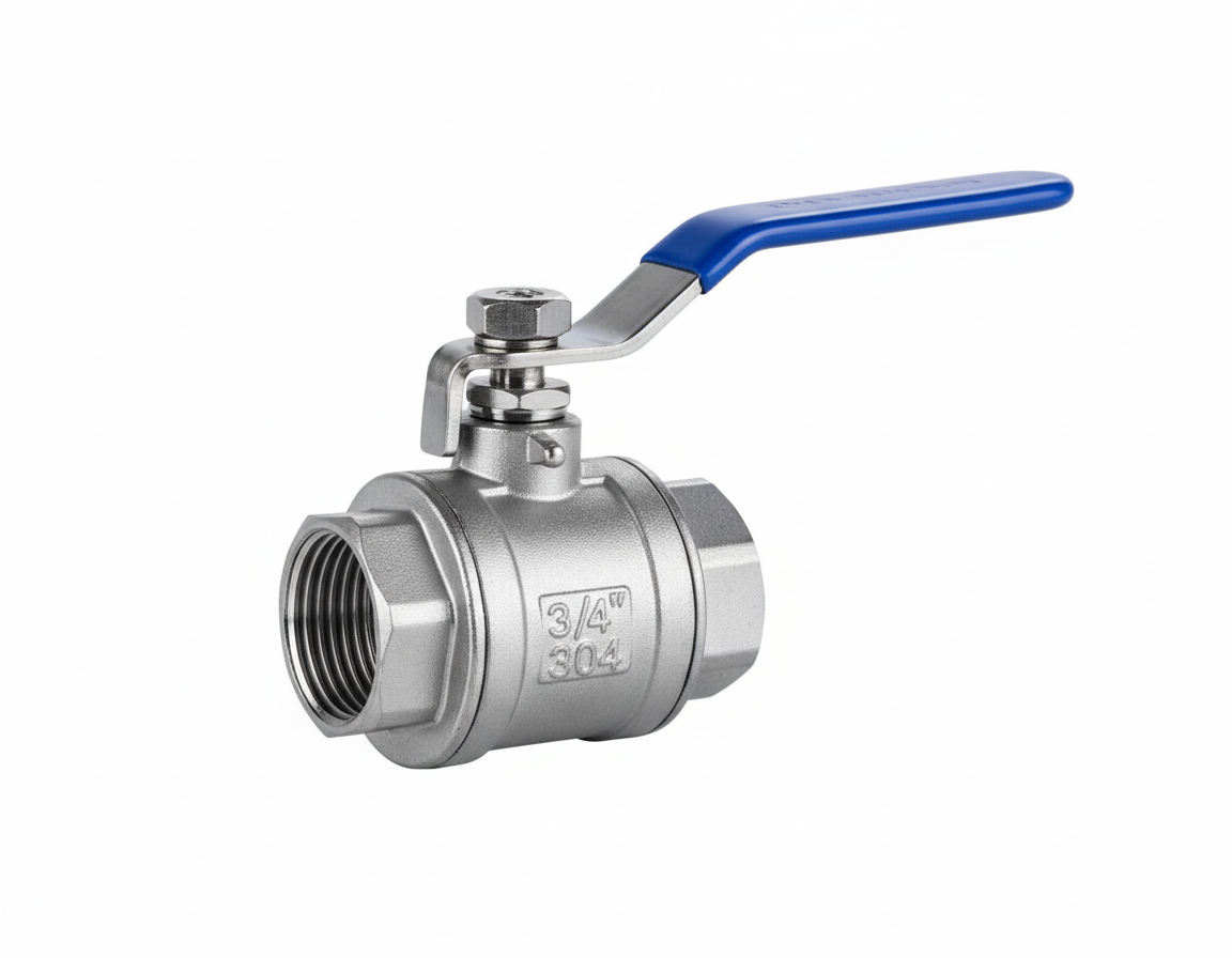 Van bi tay gạt DN20 chất liệu inox 304, ren trong