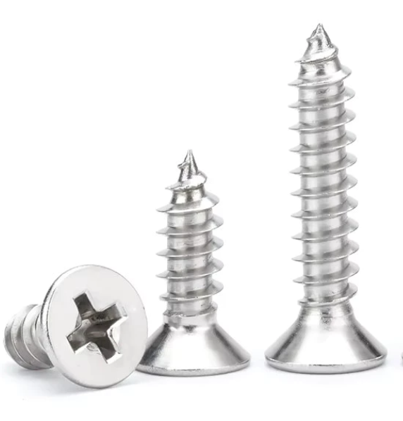 Vít đầu bằng ren thưa đuôi nhọn inox 304, M4x45mm