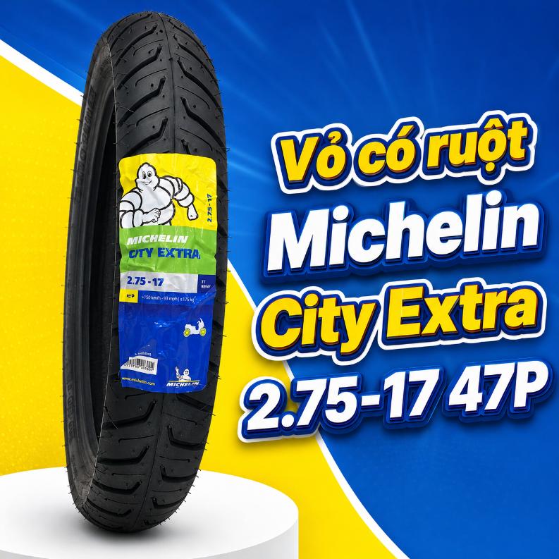 Vỏ có ruột Michelin City Extra 2.75-17 47P