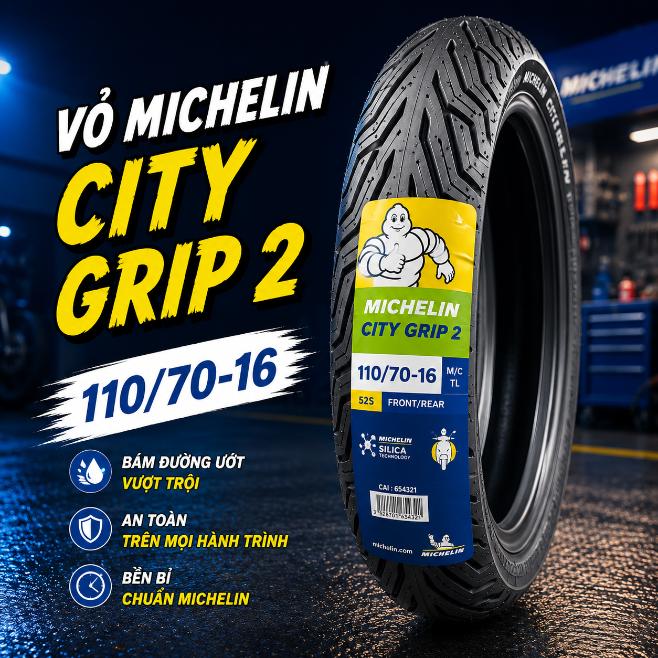 Vỏ Michelin City Grip 2 size 110/70-16 cho bánh trước SH300i, SH350i, Quantum